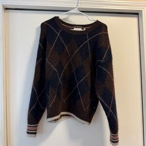 Scotch & Soda Dark Brown and Navy Argyle Sweater